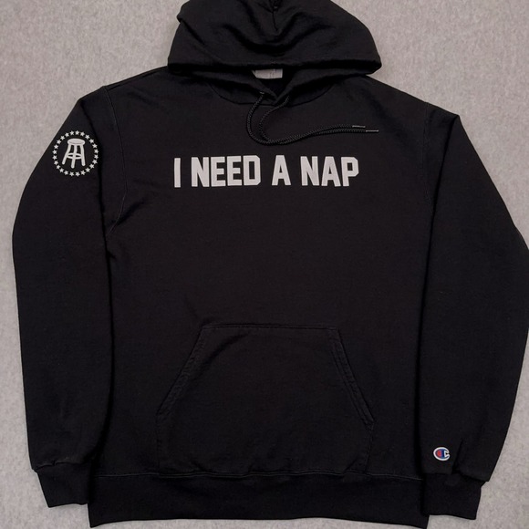 Champion Barstool Sports‎ Hoodie Men's Medium Black I Need A Nap Graphic - Picture 1 of 6